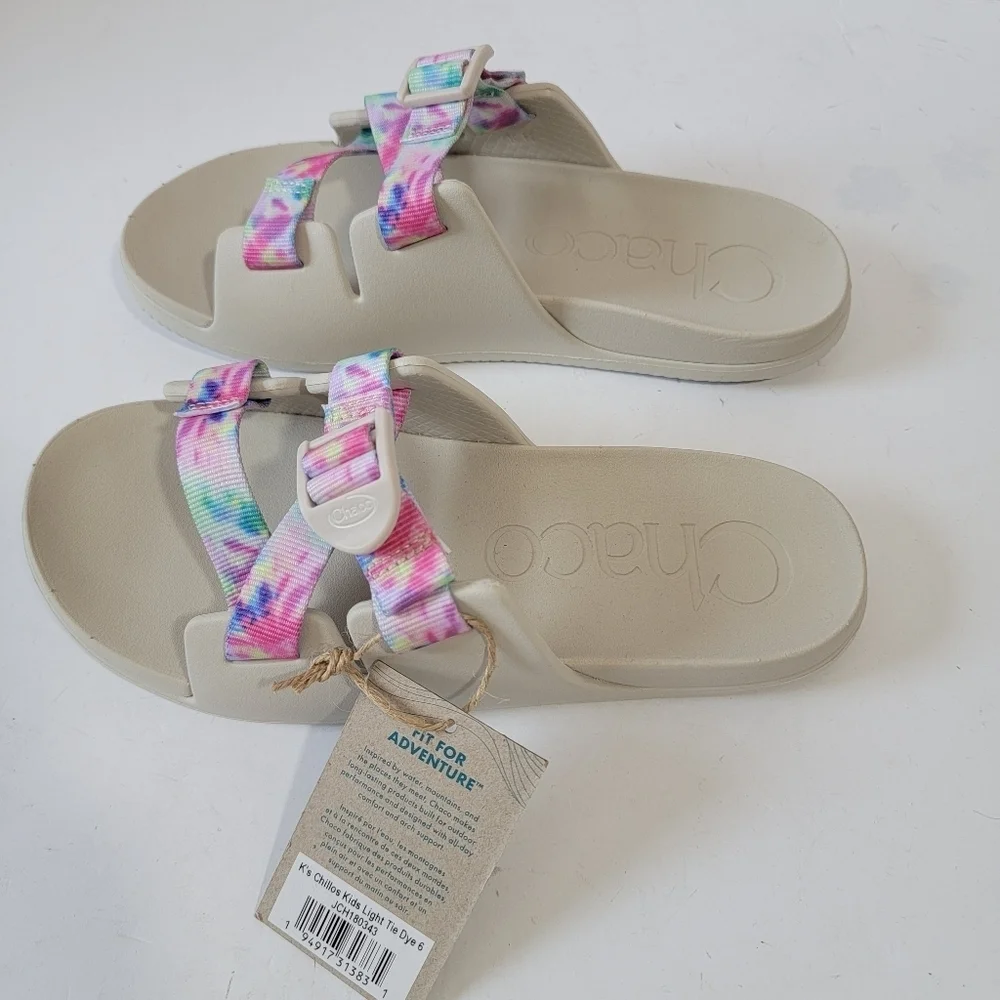 CHACO Kids Chillos Kids Light Tie Dye Slip-On Sandals Sz 6 Pink Blue Comfort